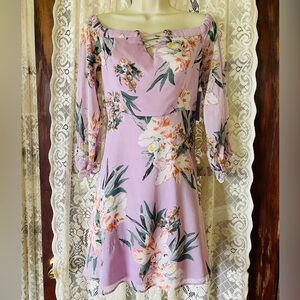 Pink Floral Lace up Top Dress